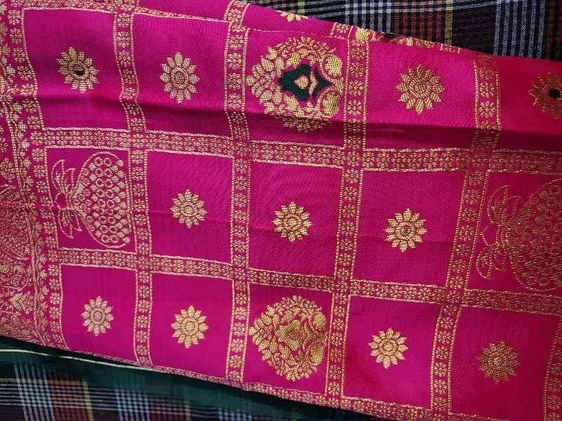 Vibrant Pink Saree with Gold Zari