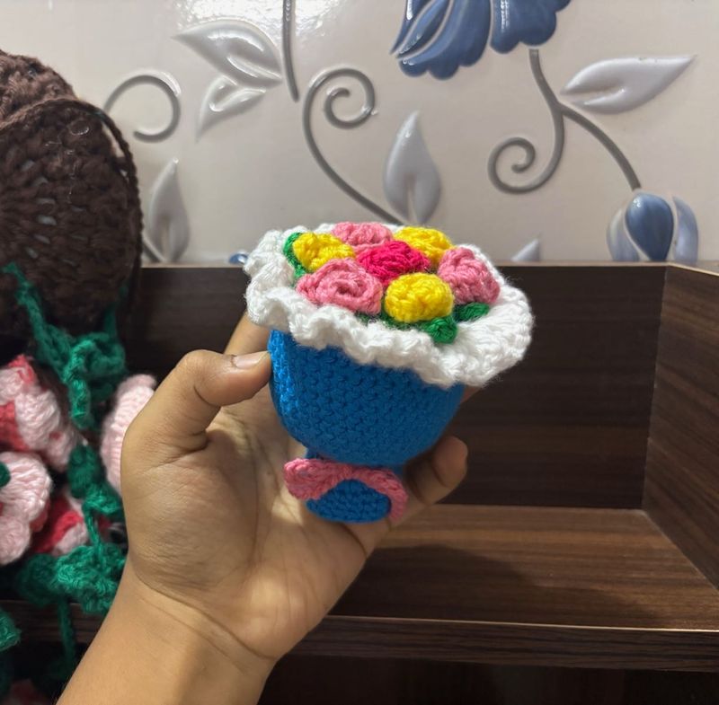 Crocheted Flower Bouquet keychain