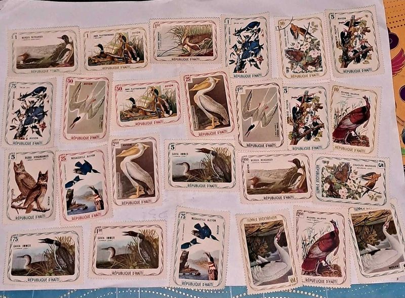 25 Vintage HAITI Bird Stamp Collection