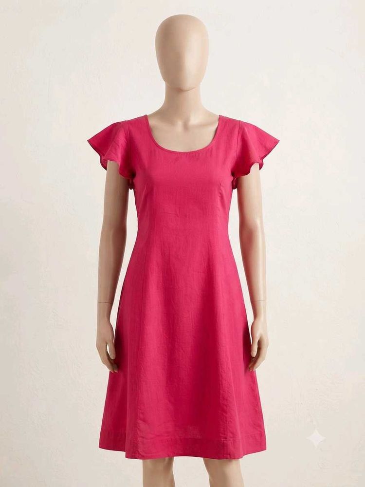 Fuchsia Flutter Sleeve Dress