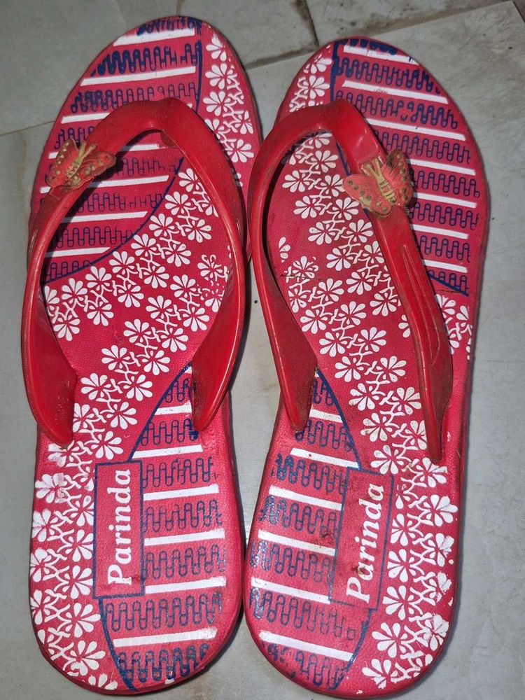 Red Floral Flip-Flops