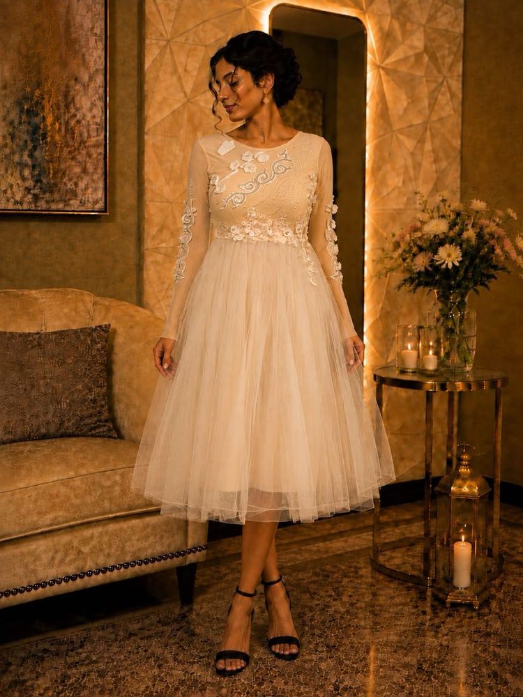 Elegant Lace Detail Tulle Gown