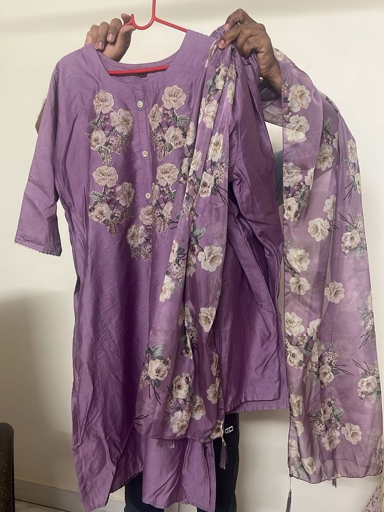 Beautiful Purple Floral Kurta Set