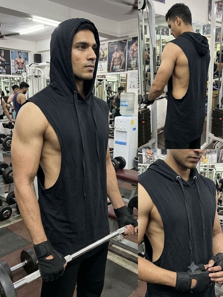 Sleeveless Hooded Gym T-Shirt