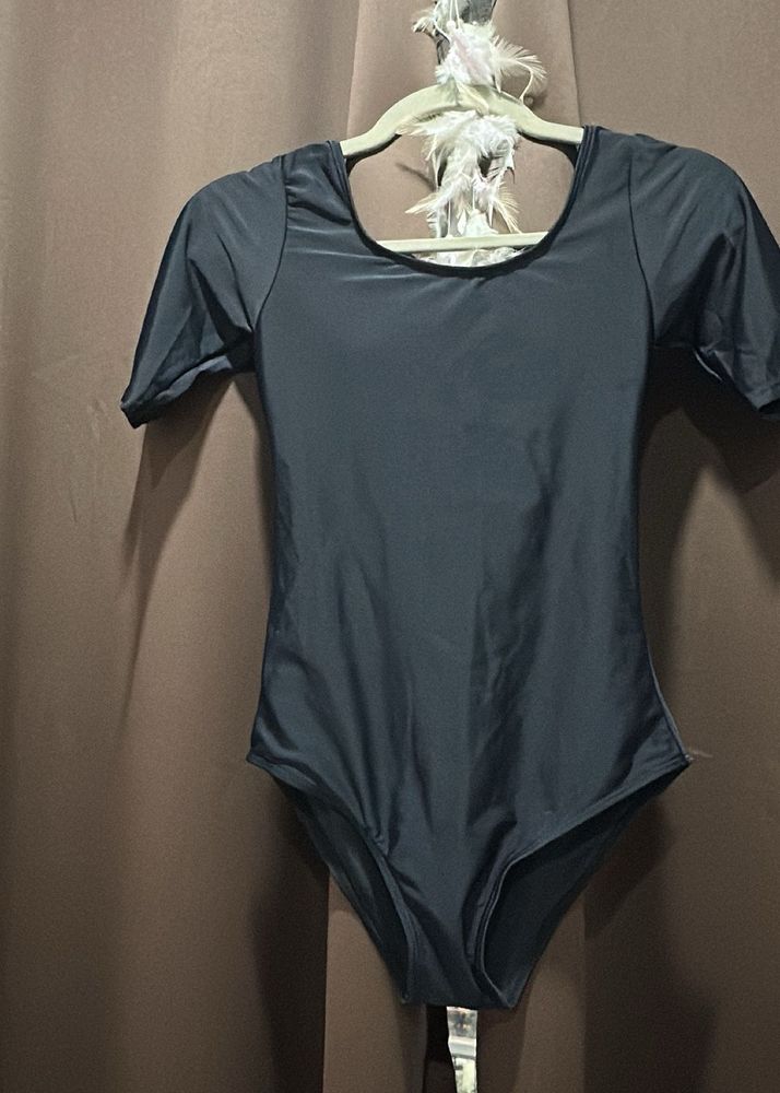 Solid Black One-Piece Swimsuit