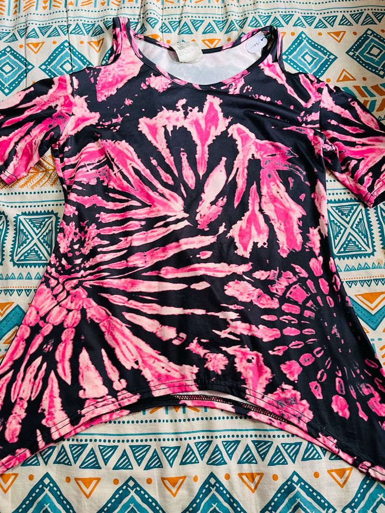 Pink &amp; Black Tie-Dye Top