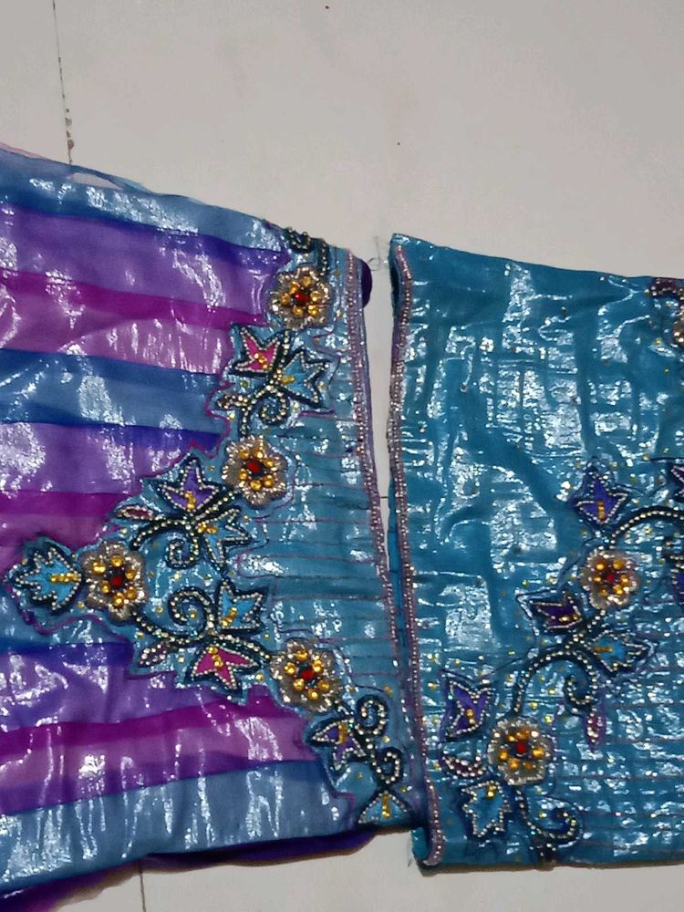 Stunning Blue &amp; Purple Lehenga Choli
