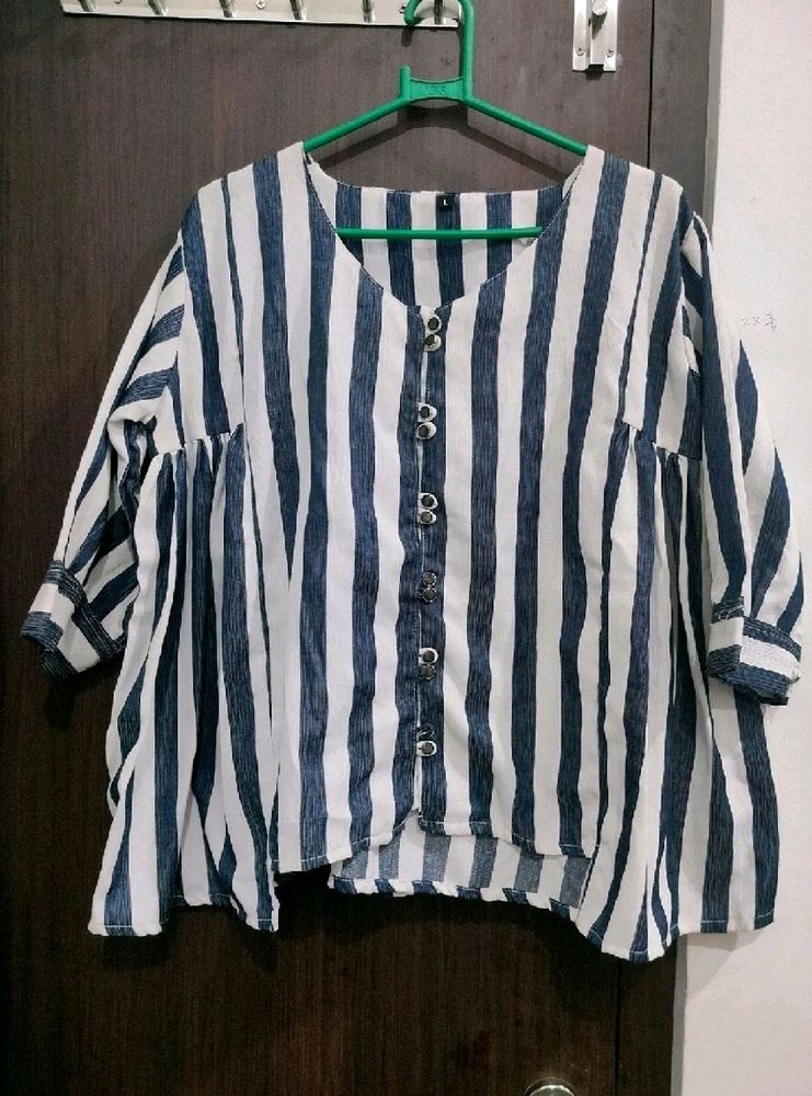 Party Wear Trendy Blue &amp; White Lining Top