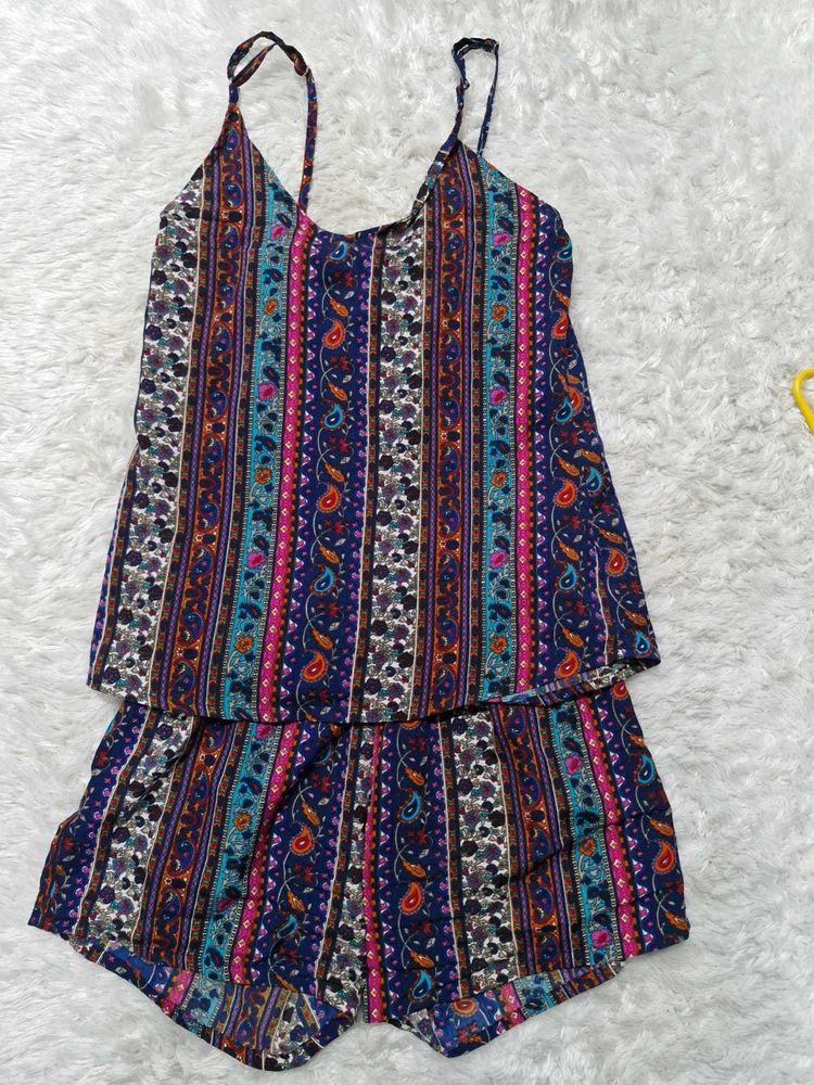 Boho Print Romper with Shorts