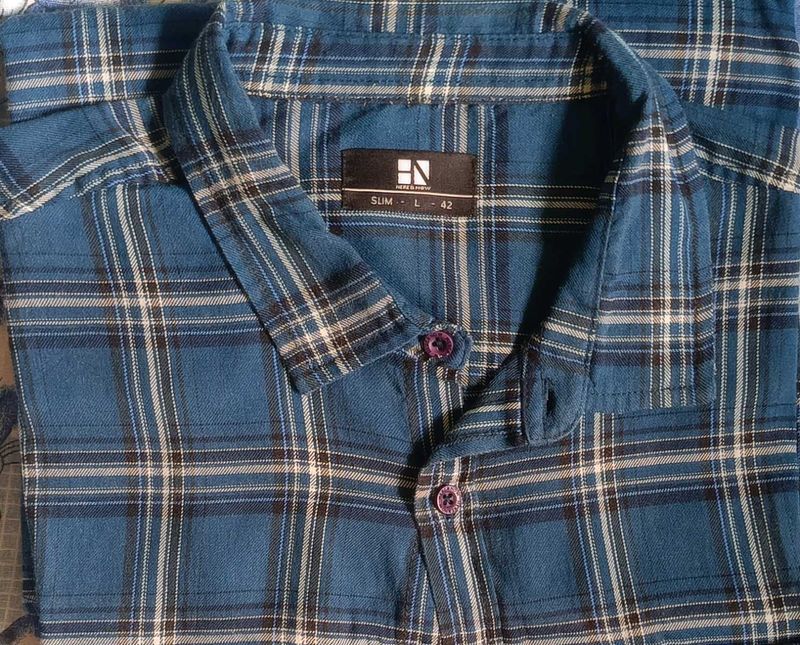 Men's Blue Plaid Slim Fit Shirt