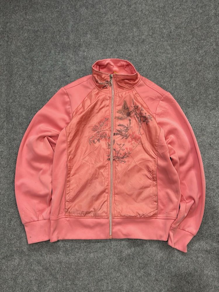 Pink Floral Zip-Up Jacket