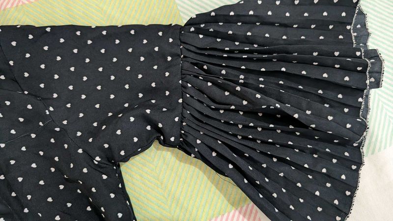 Black Top with White Heart Print