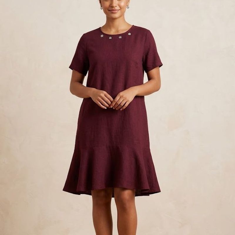 Maroon Hem Dress