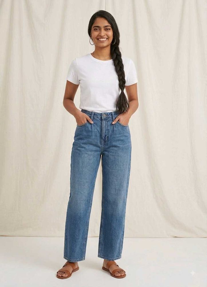 high-waisted relaxed mom jeans