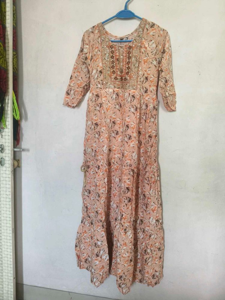Pretty Peach Floral Kurta