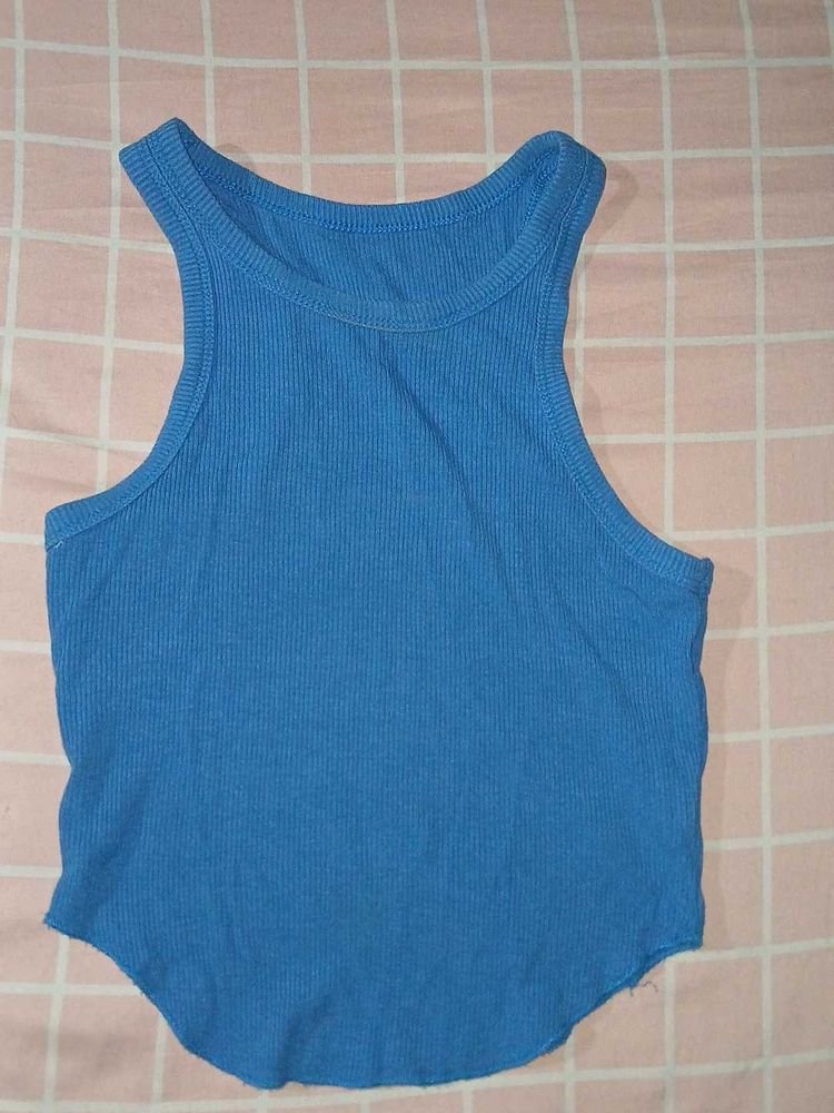 Blue Ribbed Tank Top