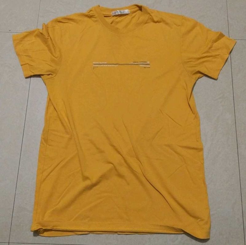Yellow Solid Print T-Shirt