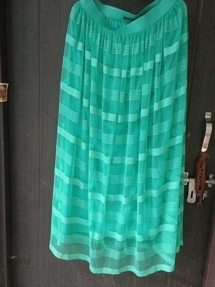 Green Striped Tulle Skirt