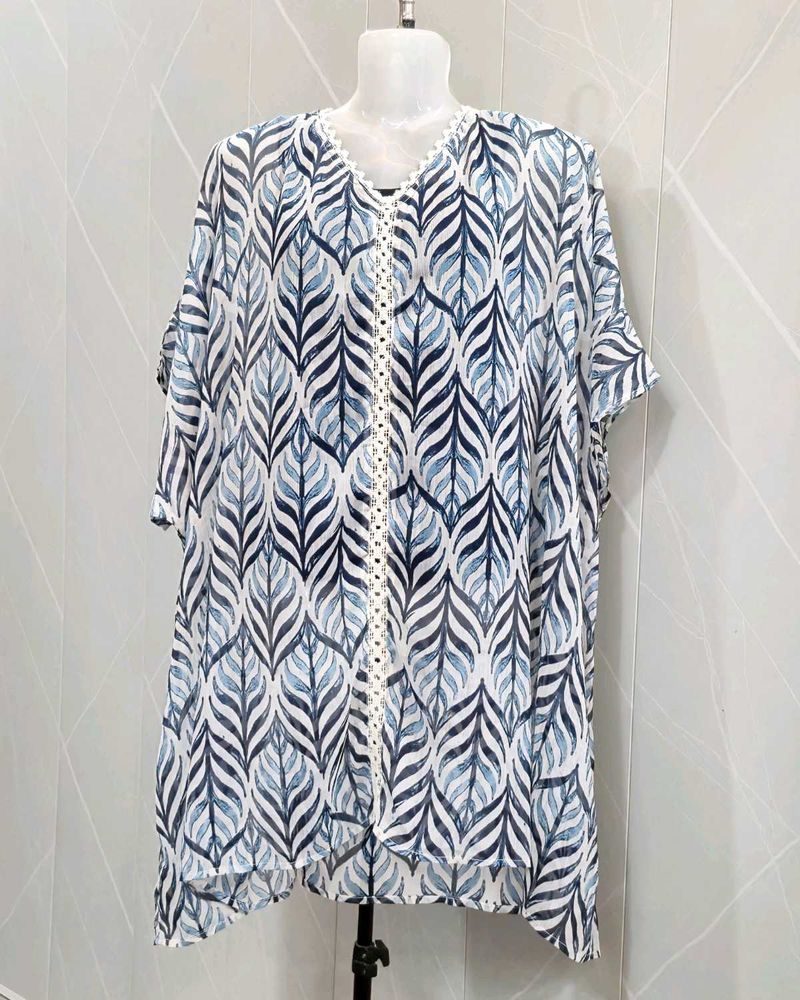 Bohemian Leaf Print Kaftan Tunic