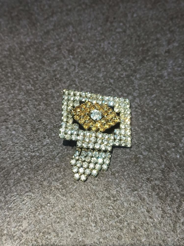 Pixel Pattern Silver-Golden Brooch