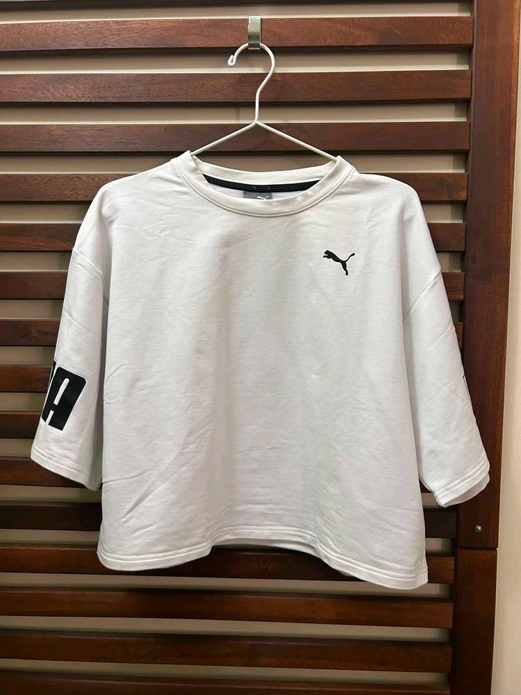 Puma White Cropped T-Shirt