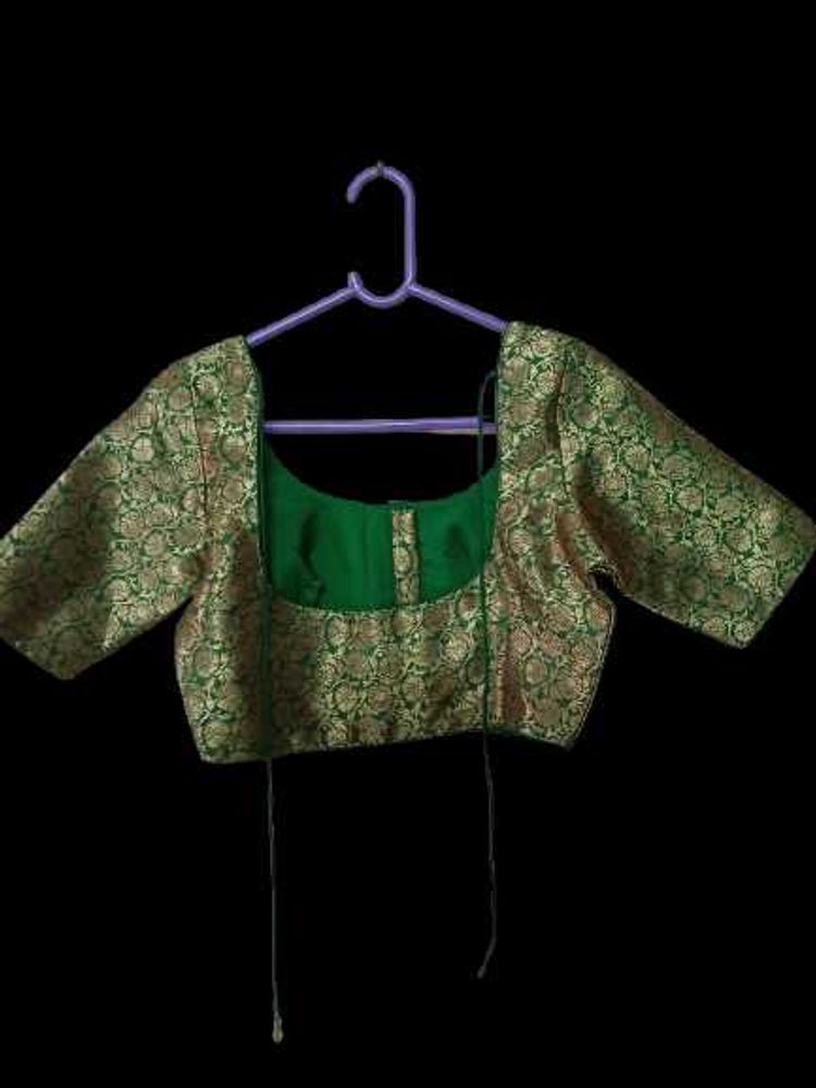 Elegant Green Brocade Blouse