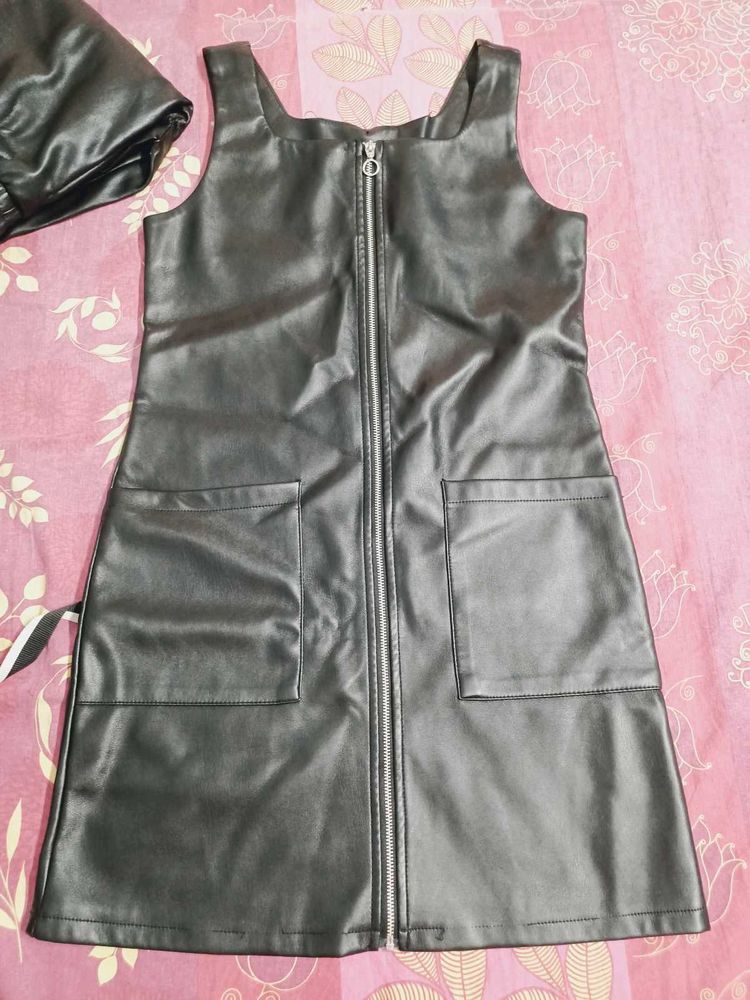 Black Faux Leather Dress