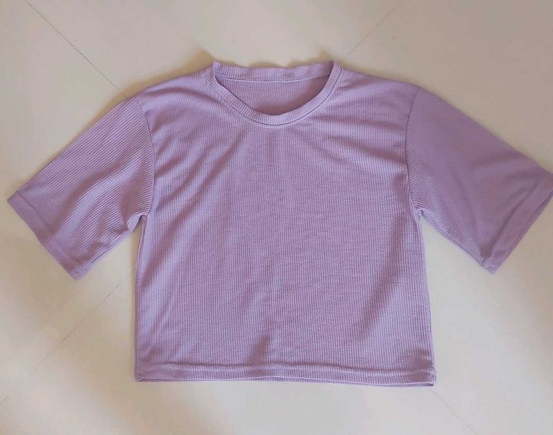 Lilac Ribbed Crop Top