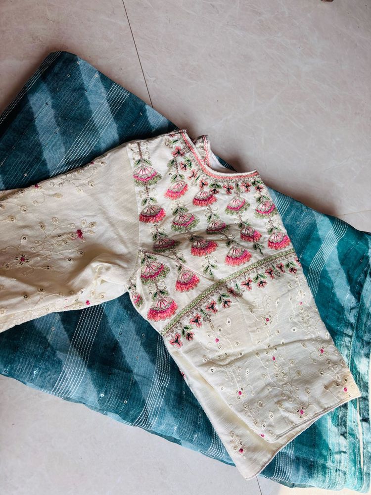 Elegant Embroidered Blouse &amp; Saree