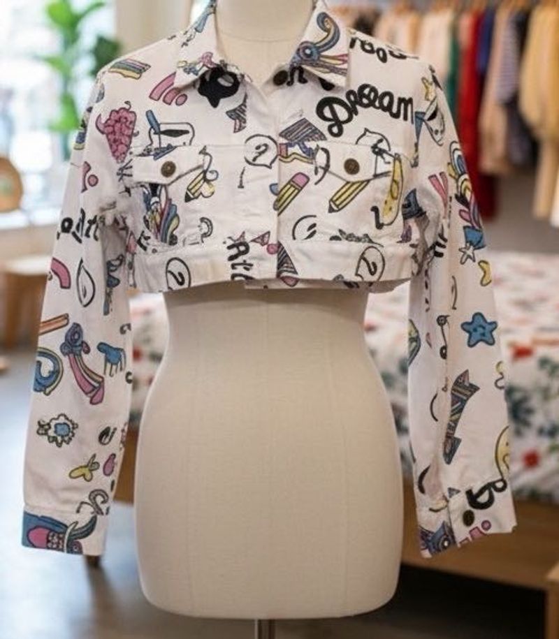✨Girls' Printed Short Denim Jacket