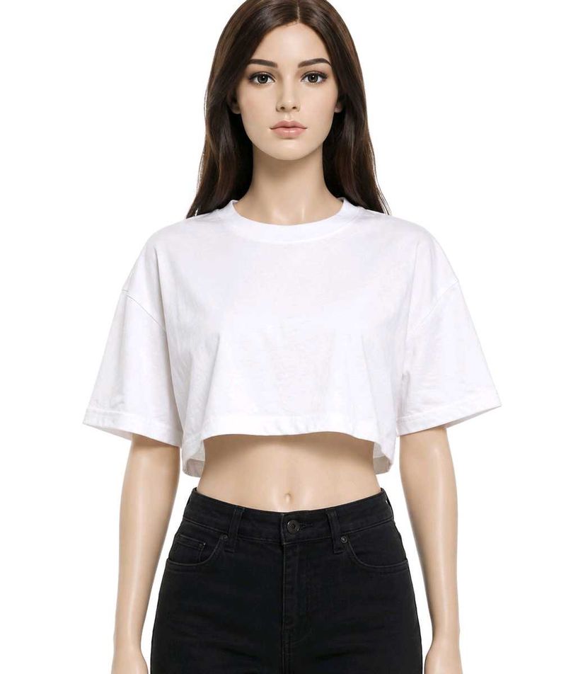 White Cropped boxy Tee
