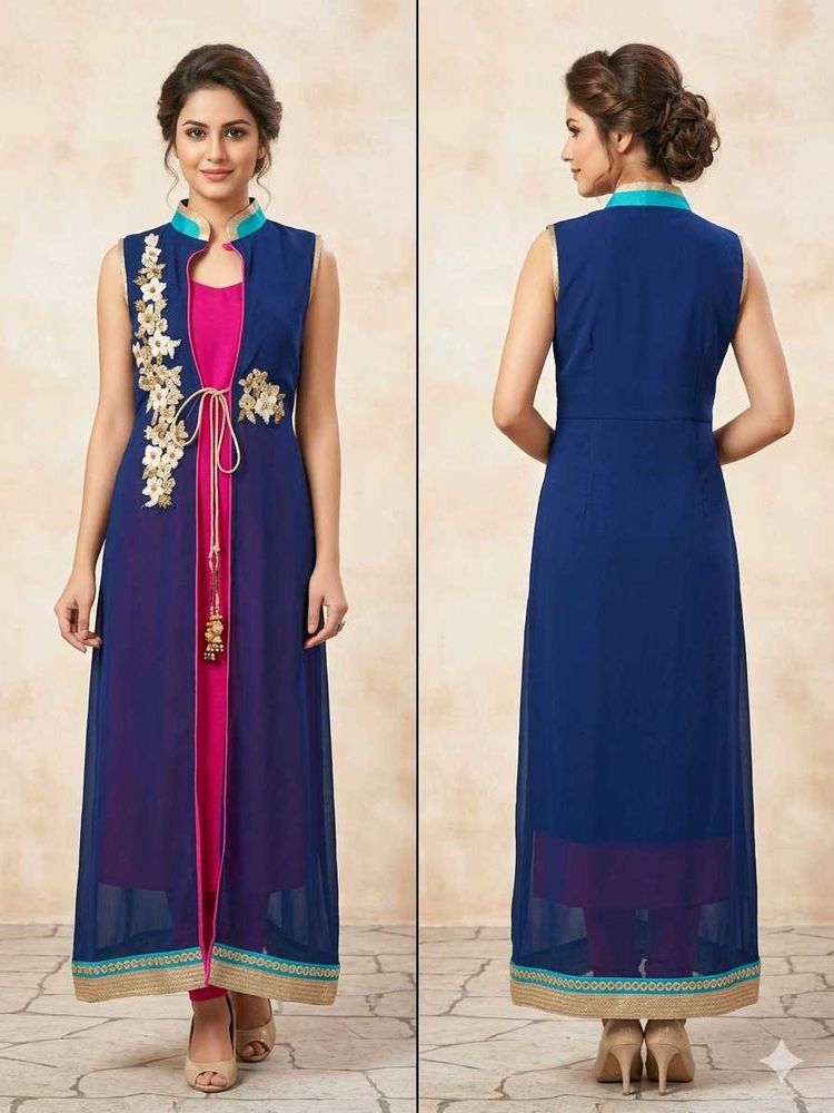 Elegant Blue &amp; Pink Kurta Set