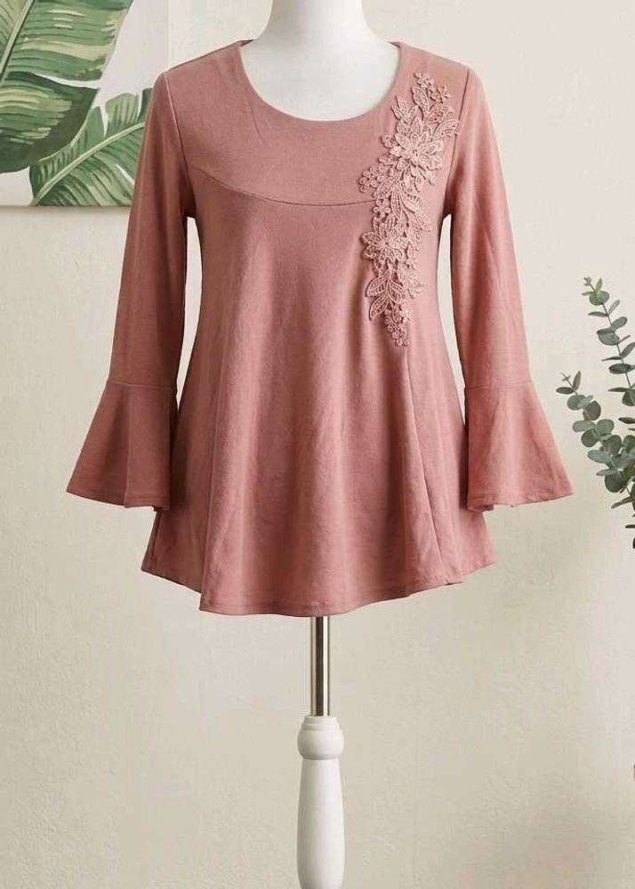Dusty Pink Floral Embroidered Top