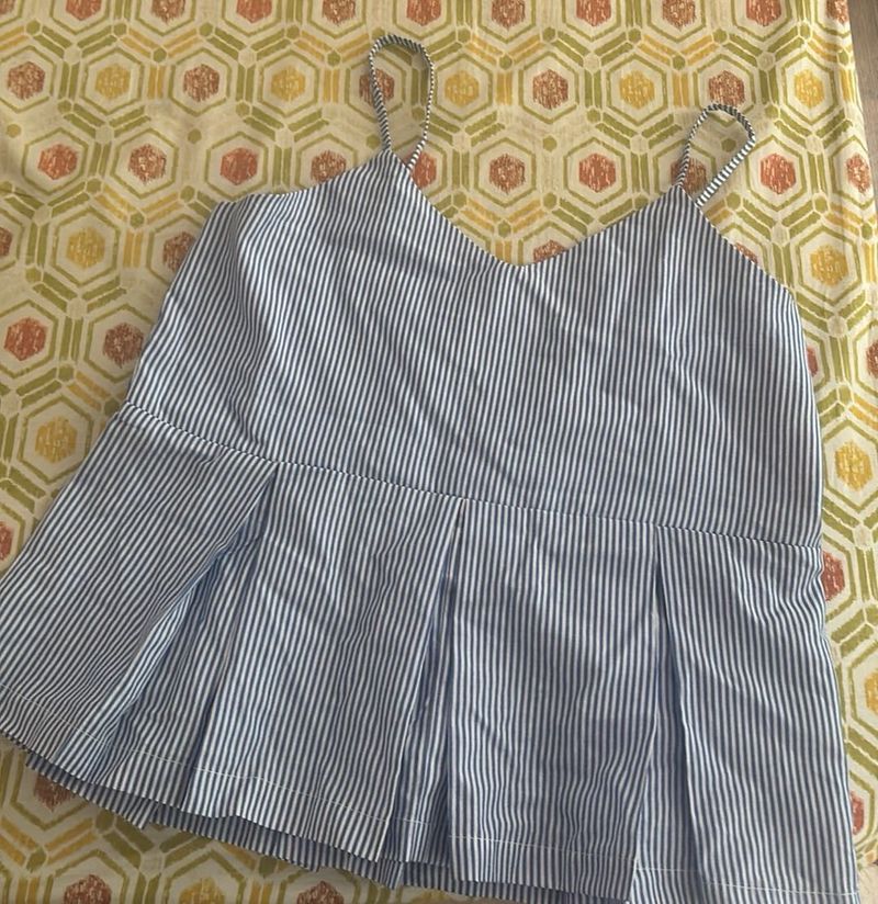 Blue Striped Spaghetti Strap Top