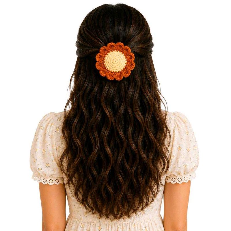 Handmade Crochet Daisy Hair Clip