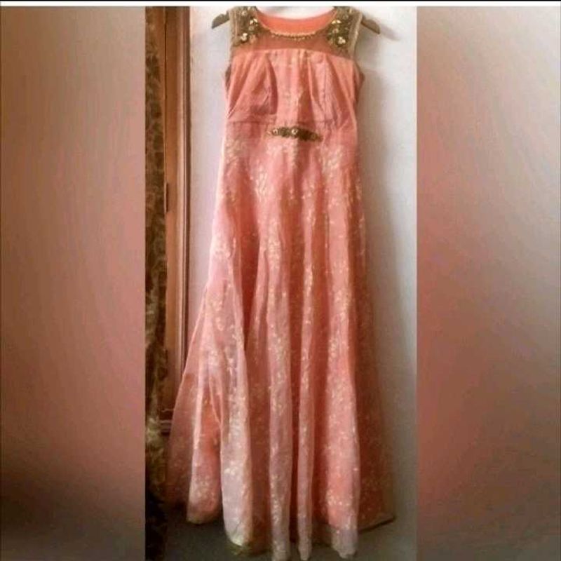 Ethnic gown with leggings and dupatta