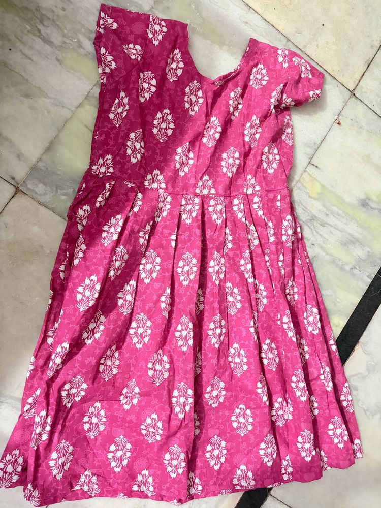 Cotton Pink Floral Dress