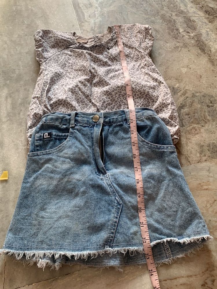 Girls Denim Skirt and Top Set