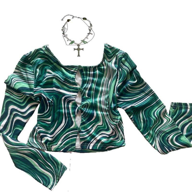 Unique Swirl Print Long Sleeve Top