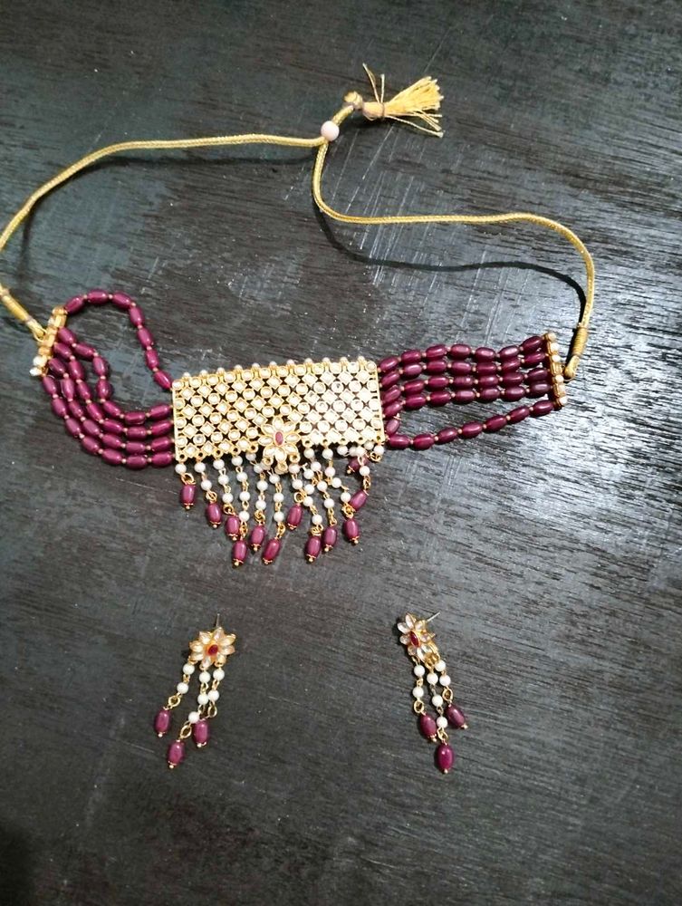 Exquisite Beaded Necklace and Earring Set