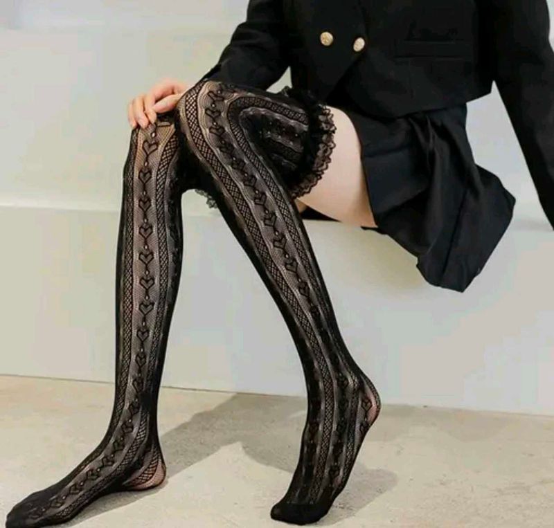 Sheer Black Lace Trimmed socks