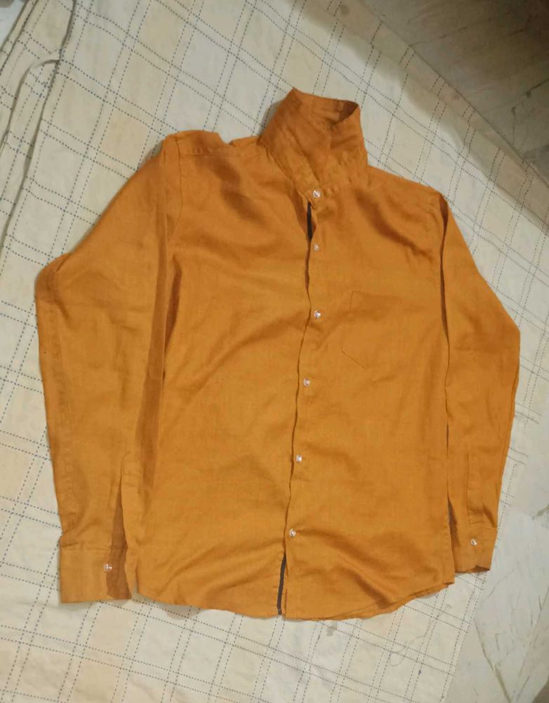 Men's Mustard Casual Shirt