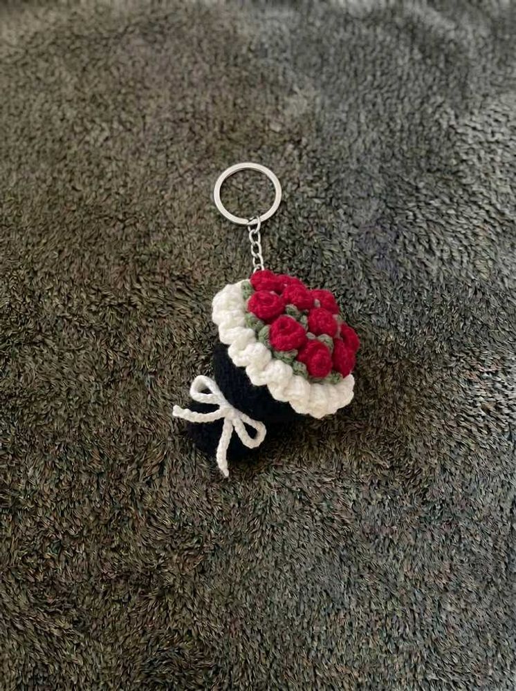 Crocheted Rose Bouquet Keychain