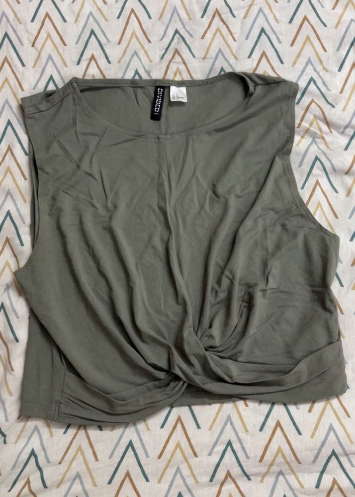 Olive Green Twist Front Tank Top