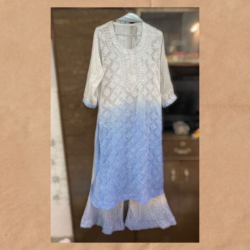 White Embroidered Kurti Set