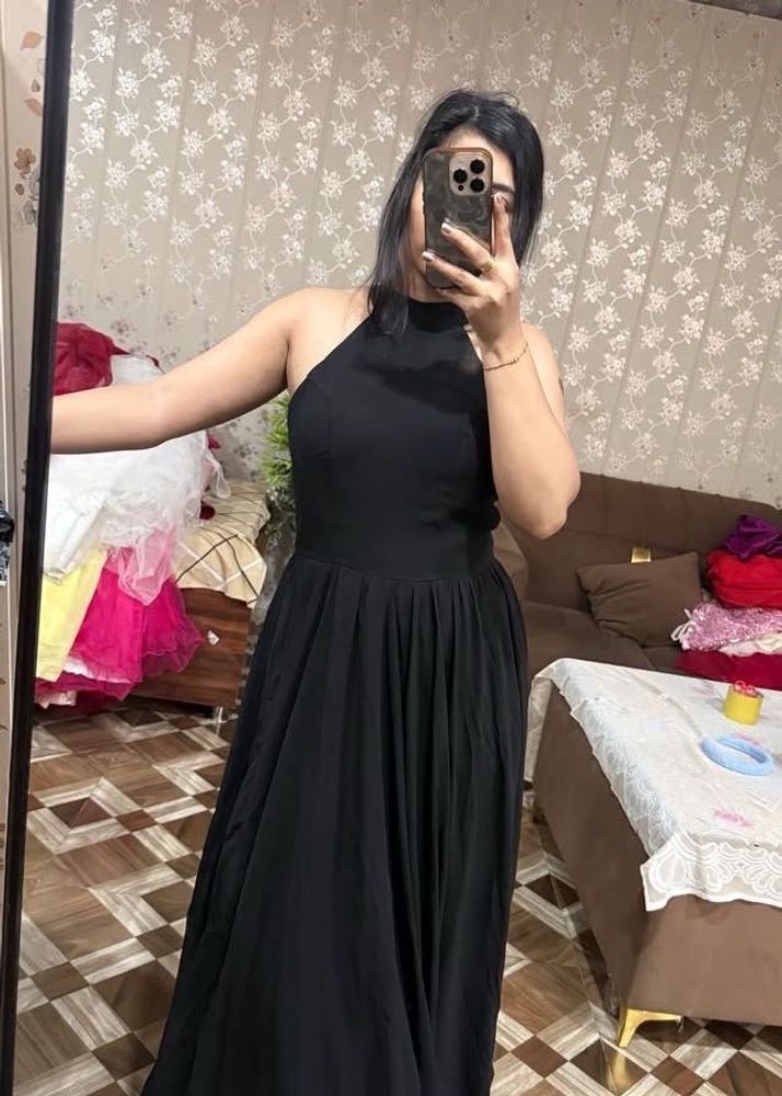 Elegant Black Halter Neck Maxi Dress❤️🎀🦋