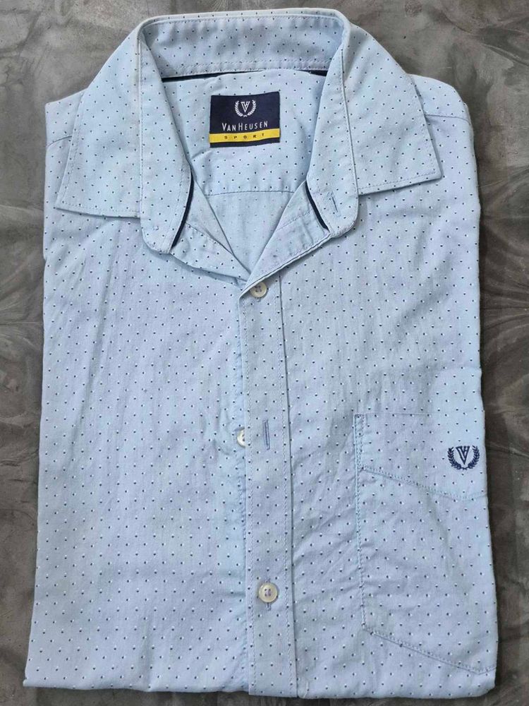 Van Heusen Light Blue Printed Shirt