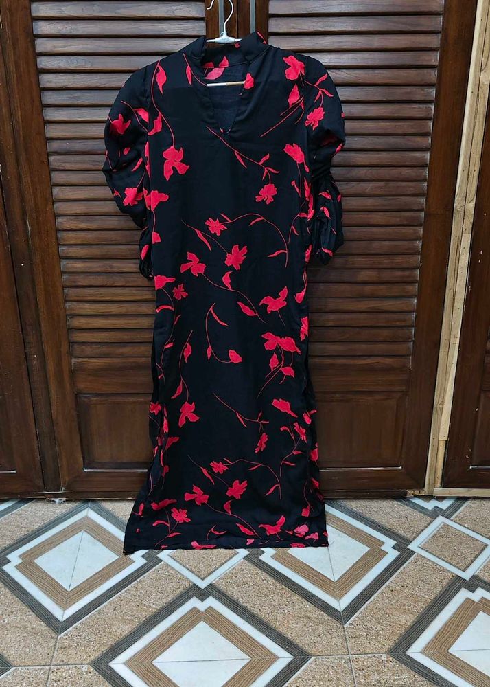 Flowy Floral Print Midi Dress