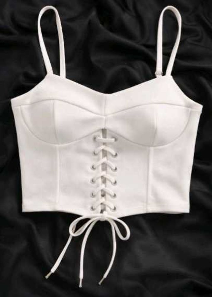 Price Drop 🍷White Lace-Up Corset Top