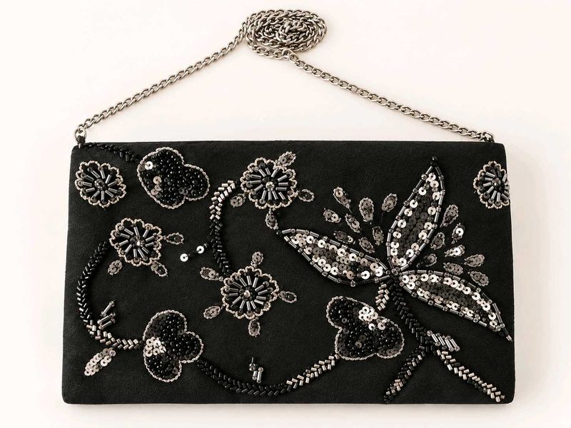 Embellished Black Clutch Bag
